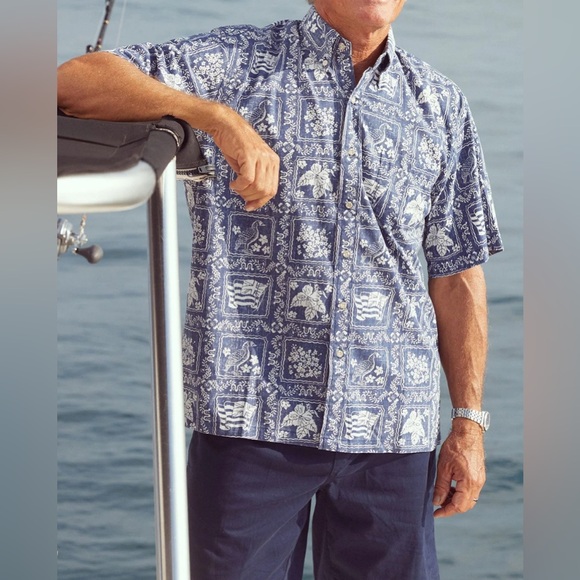 Reyn Spooner Lahaina Sailor Archive Classic Hawaiian Shirt Men’s XL Blue White - Picture 1 of 16
